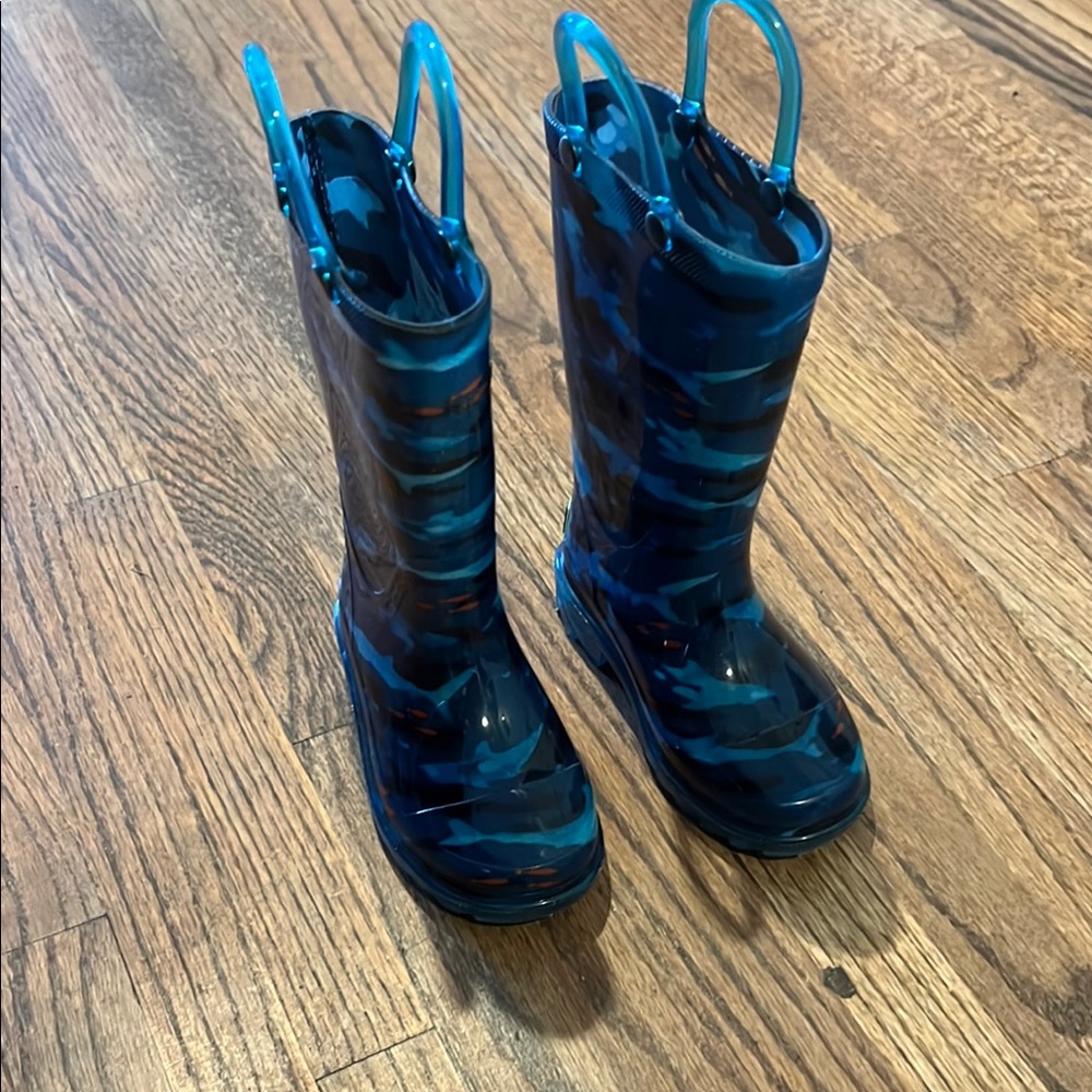 Blue Light Up Shark Kids Rain Boots